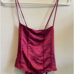 Pink silky strappy tank top